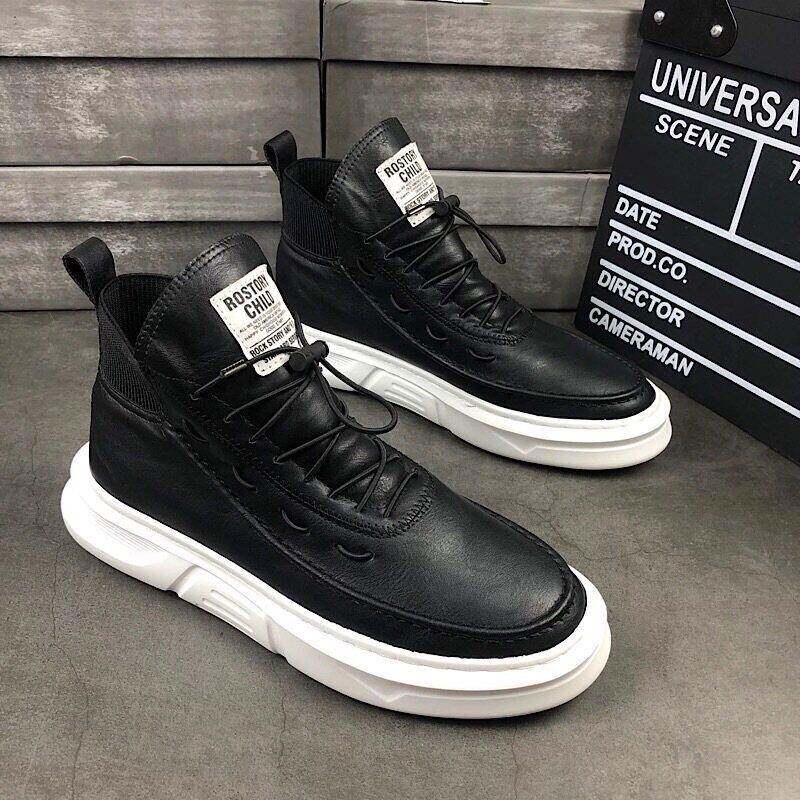潮牌2025秋冬季新款高帮增高厚底单鞋男生韩版防滑耐磨休闲鞋男鞋