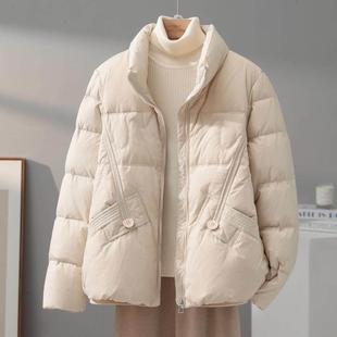 短款白鸭绒羽绒服女2025年冬季新款高端气质小个子显瘦保暖外套潮