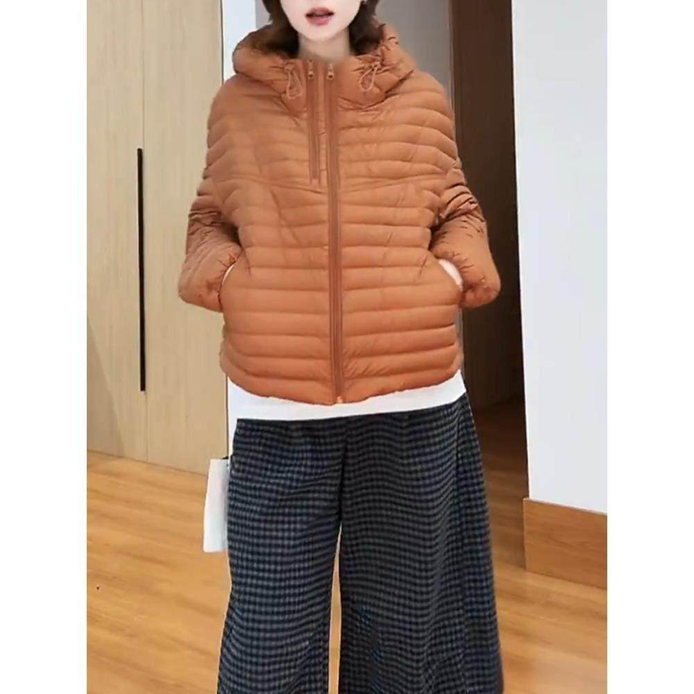 欧洲站休闲短款羽绒棉服女2025冬新款连帽蓬松保暖面包服夹棉外套