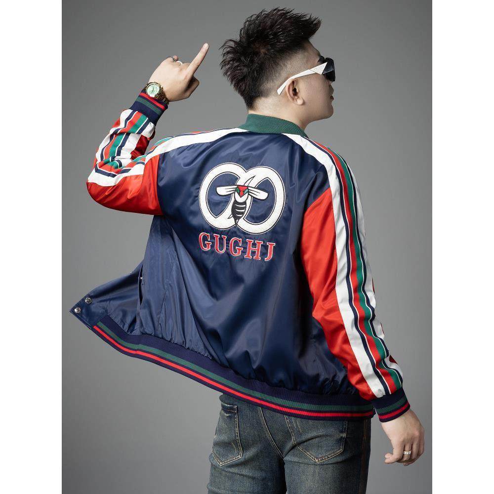 欧货小蜜蜂刺绣棒球领夹克男秋冬季高端潮牌舒适撞色休闲百搭外套,男装,夹克,淘宝优惠券,粉丝福利购,淘宝优惠卷