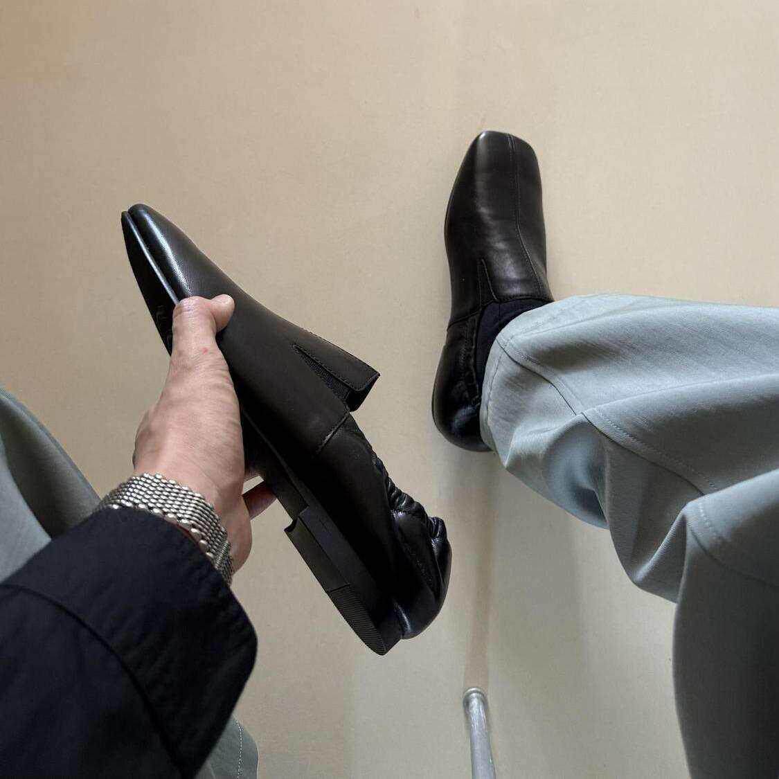 香港真皮乐福鞋男通勤英伦皮鞋男款扁头套脚德比鞋正装商务男鞋