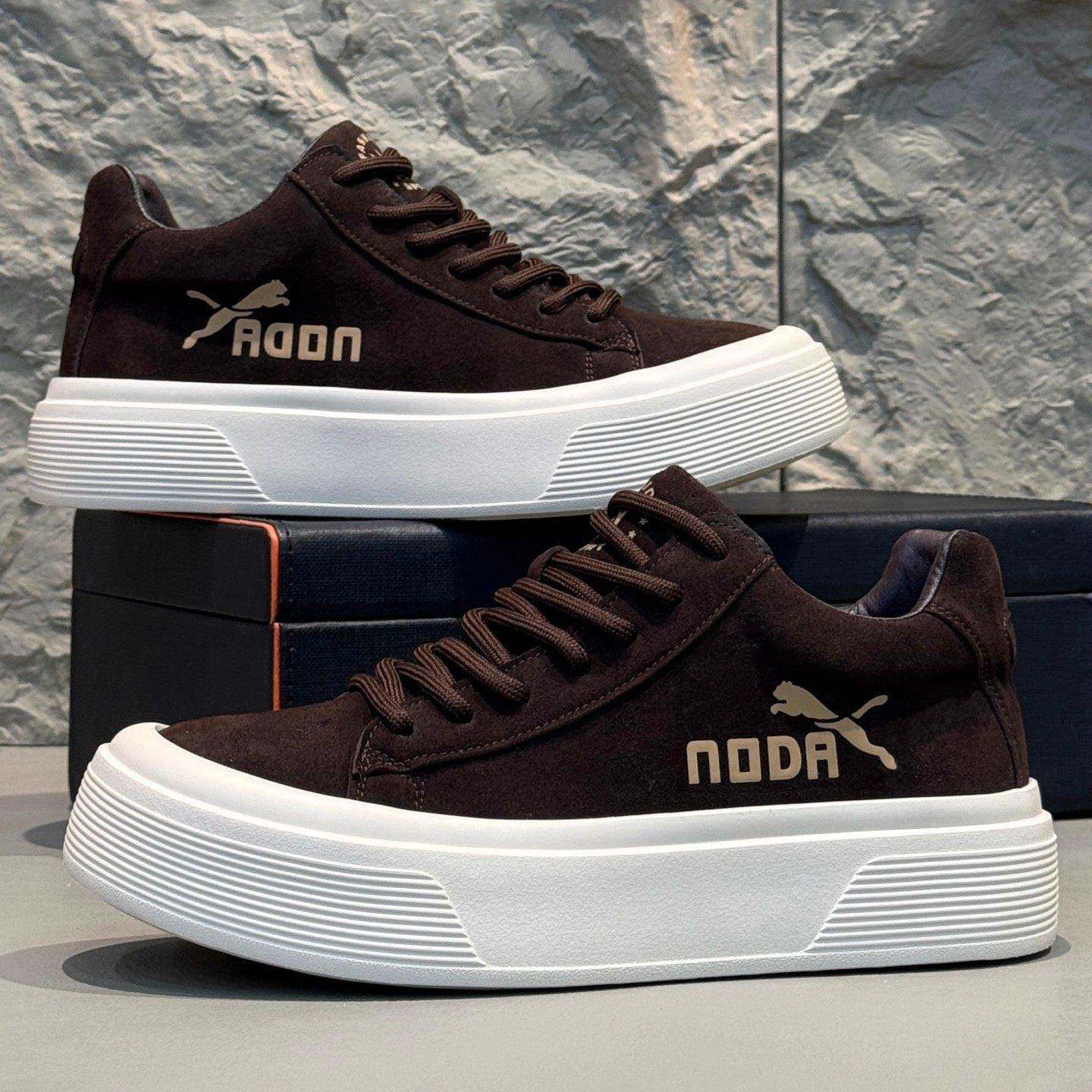 磨砂皮男鞋2025新款秋冬加绒保暖棉鞋翻毛真皮休闲鞋素潮低帮鞋子