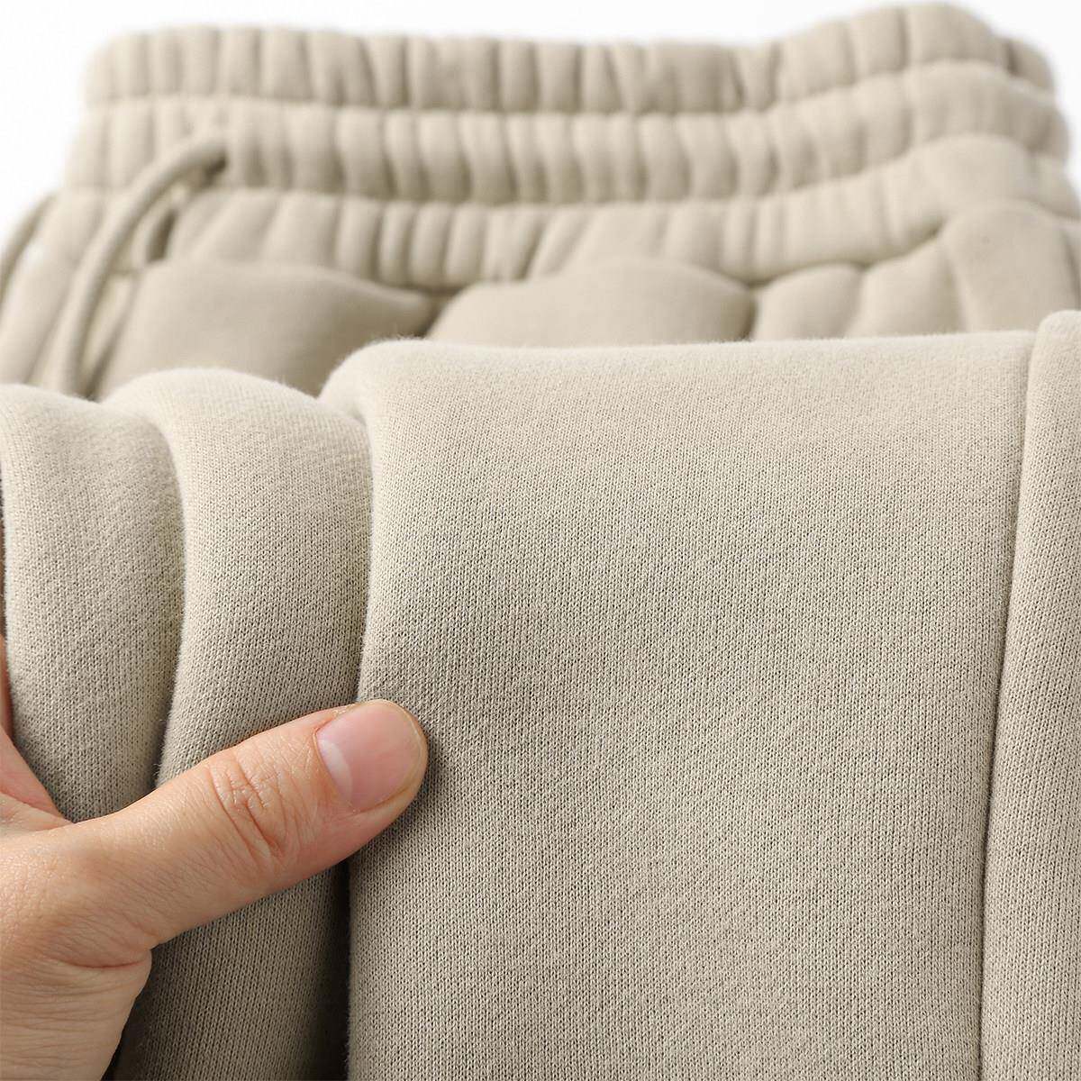 MAROLIO~出口法国！重磅加绒温暖卫裤男垂感宽松休闲束脚长裤女冬