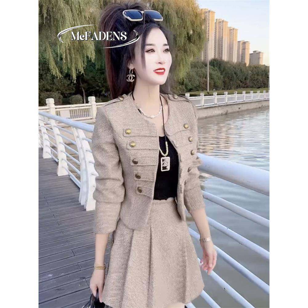 香港欧洲站2024冬季新英伦风西式减龄小香夹克修身百褶裙套装女士,女装/女士精品,时尚套装,淘宝优惠券,粉丝福利购,淘宝优惠卷