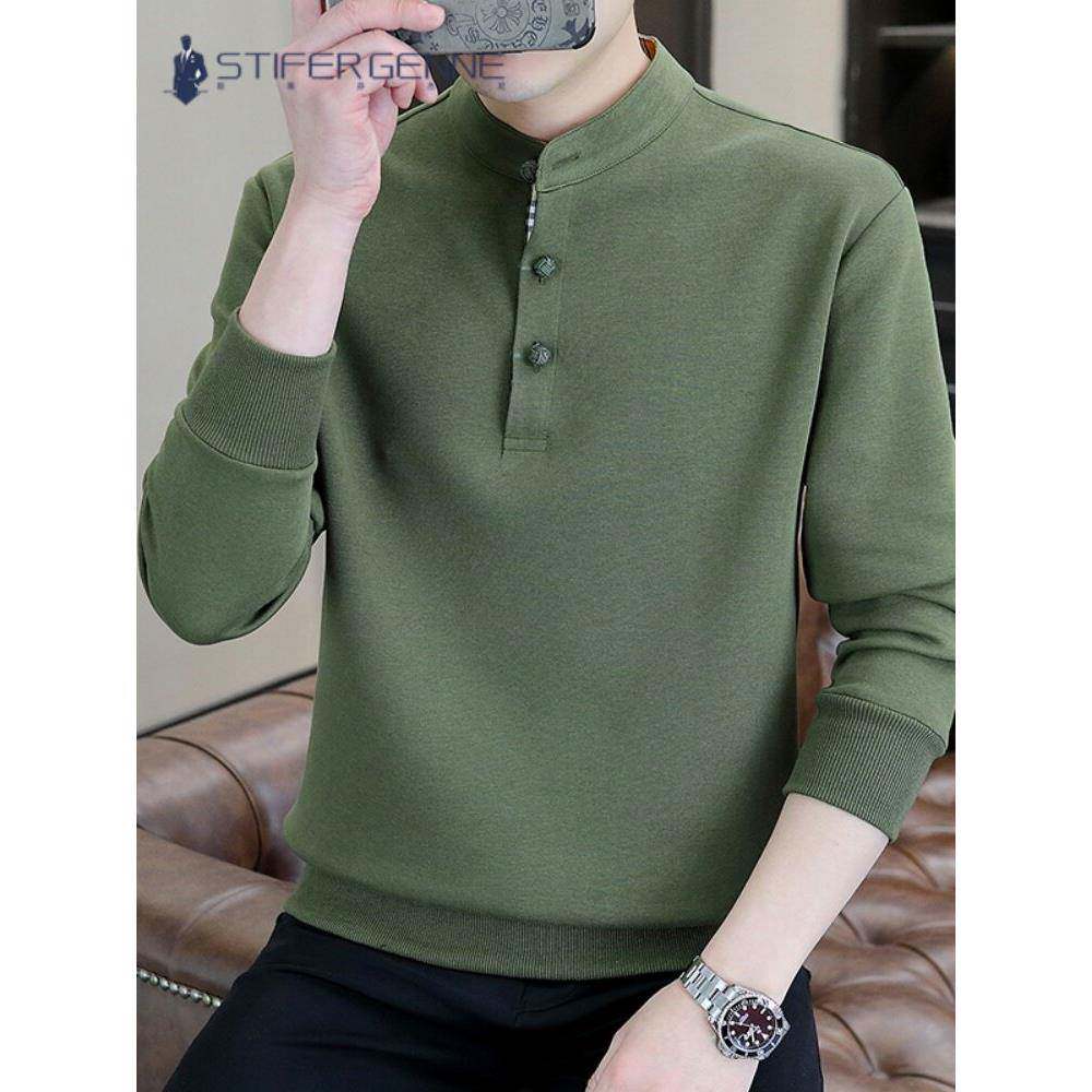Stifer Genne军绿色长袖t恤2025年男士春秋季新款休闲男士运动衫