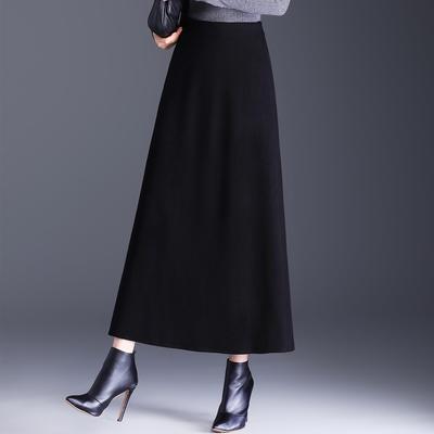 高档通勤毛呢半身裙女士秋冬新款百搭时尚高腰中长款休闲A字长裙