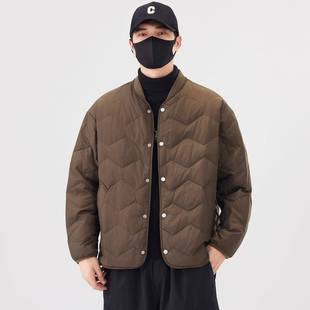 轻薄羽绒服男棒球领冬季白鸭绒保暖上衣2025新款潮牌百搭个性外套