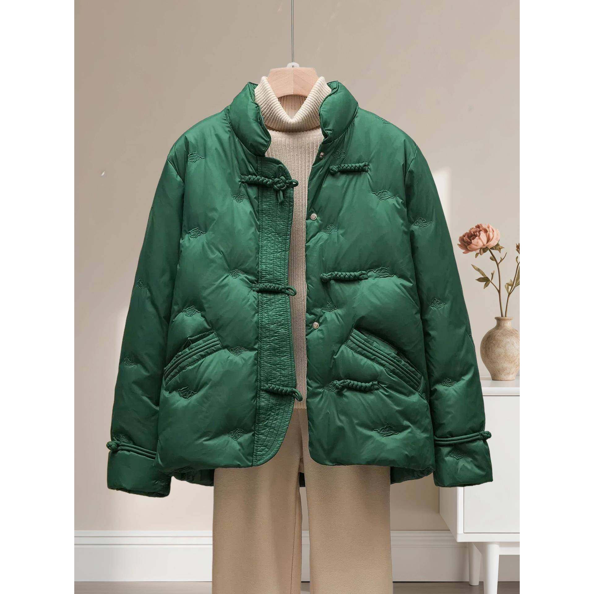 潮牌中式轻薄羽绒服女短款小个子2025冬季新款妈妈装国风覆古外套