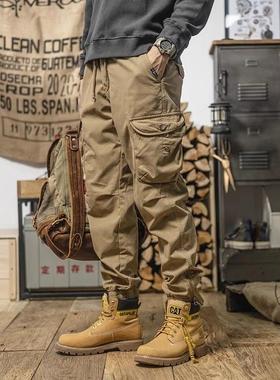 it neith BIAS春秋微弹长裤美式重磅男士修身休闲束脚卡其工装裤