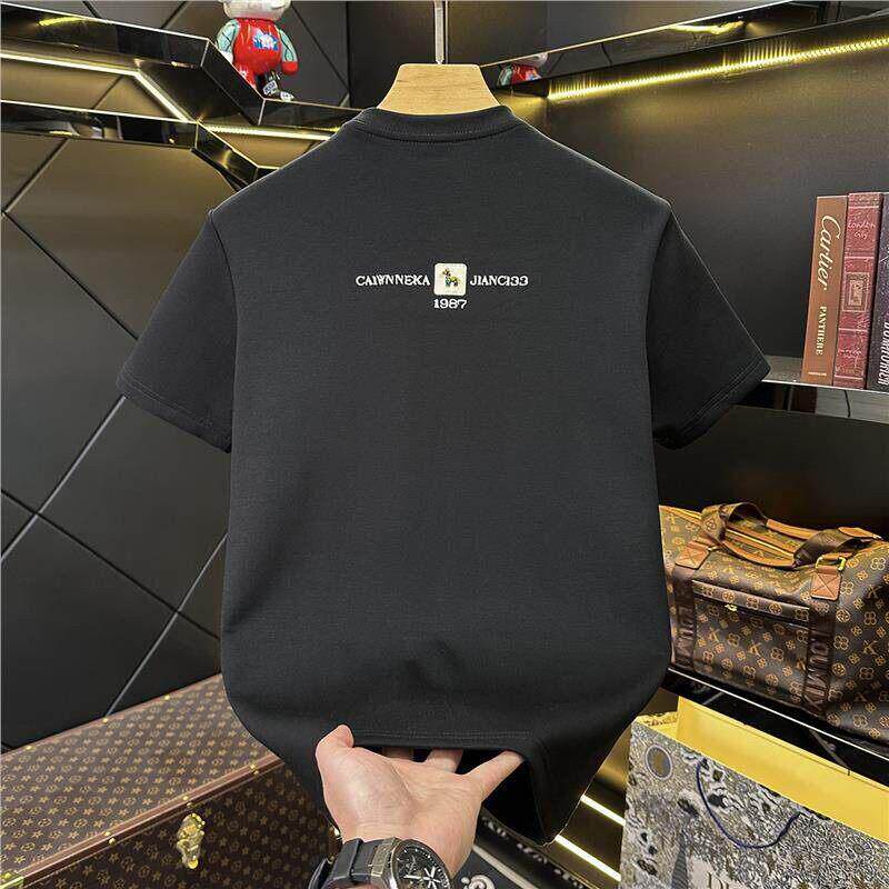 MAROLIO~高端品质！2026春季新款马年刺绣短袖T恤男时尚内搭半袖