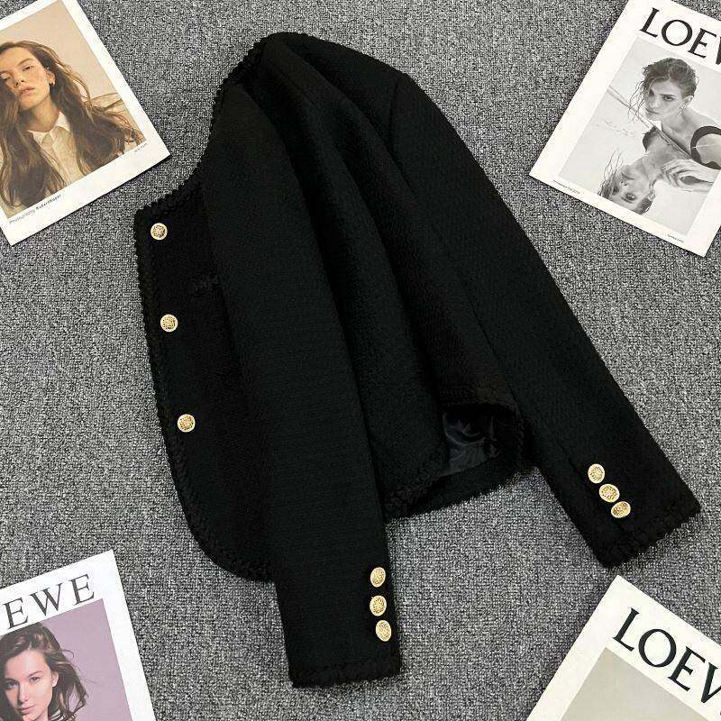潮牌黑色小香风西装外套女2025秋冬新款设计感小个子休闲炸街西服,女装/女士精品,西装,淘宝优惠券,粉丝福利购,淘宝优惠卷