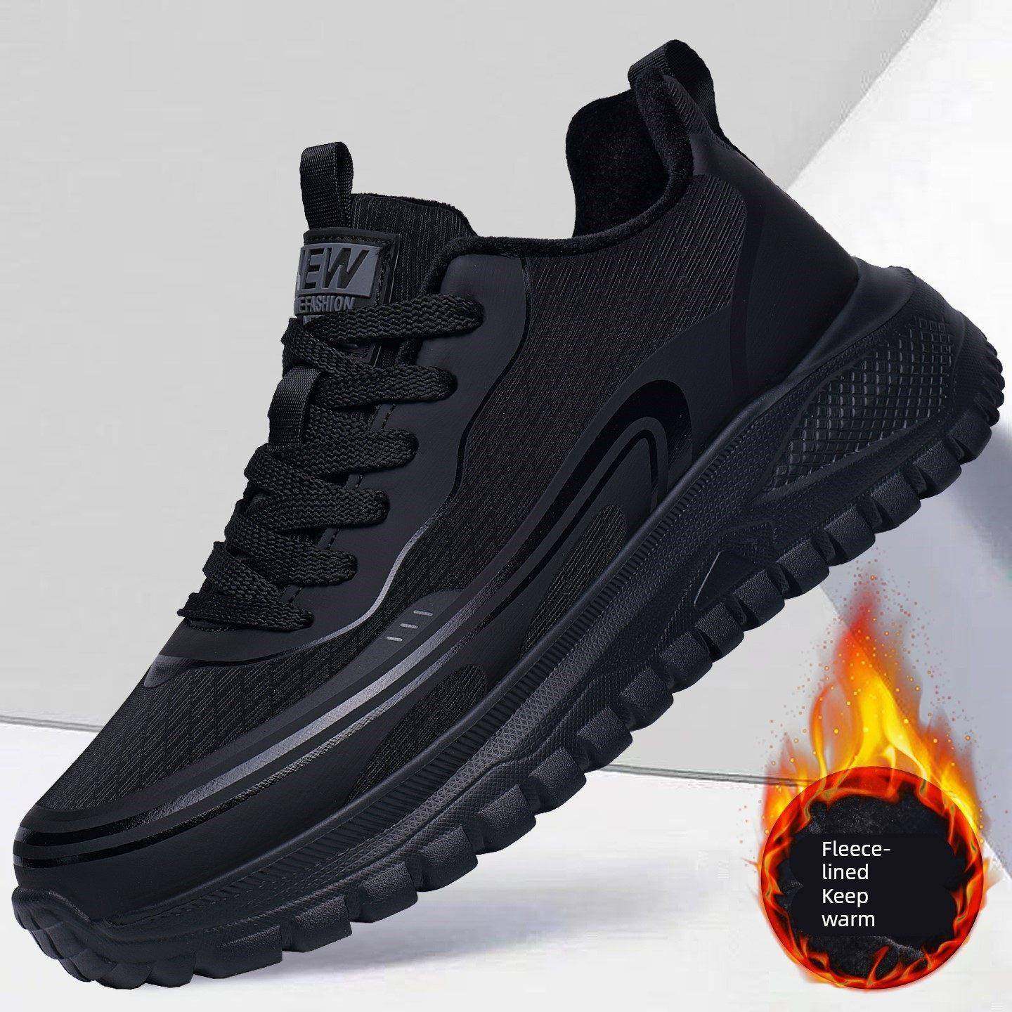 高档男鞋秋冬季潮鞋2025新款皮面加绒保暖棉鞋厚底增高男士运动鞋,流行男鞋,棉鞋,淘宝优惠券,粉丝福利购,淘宝优惠卷