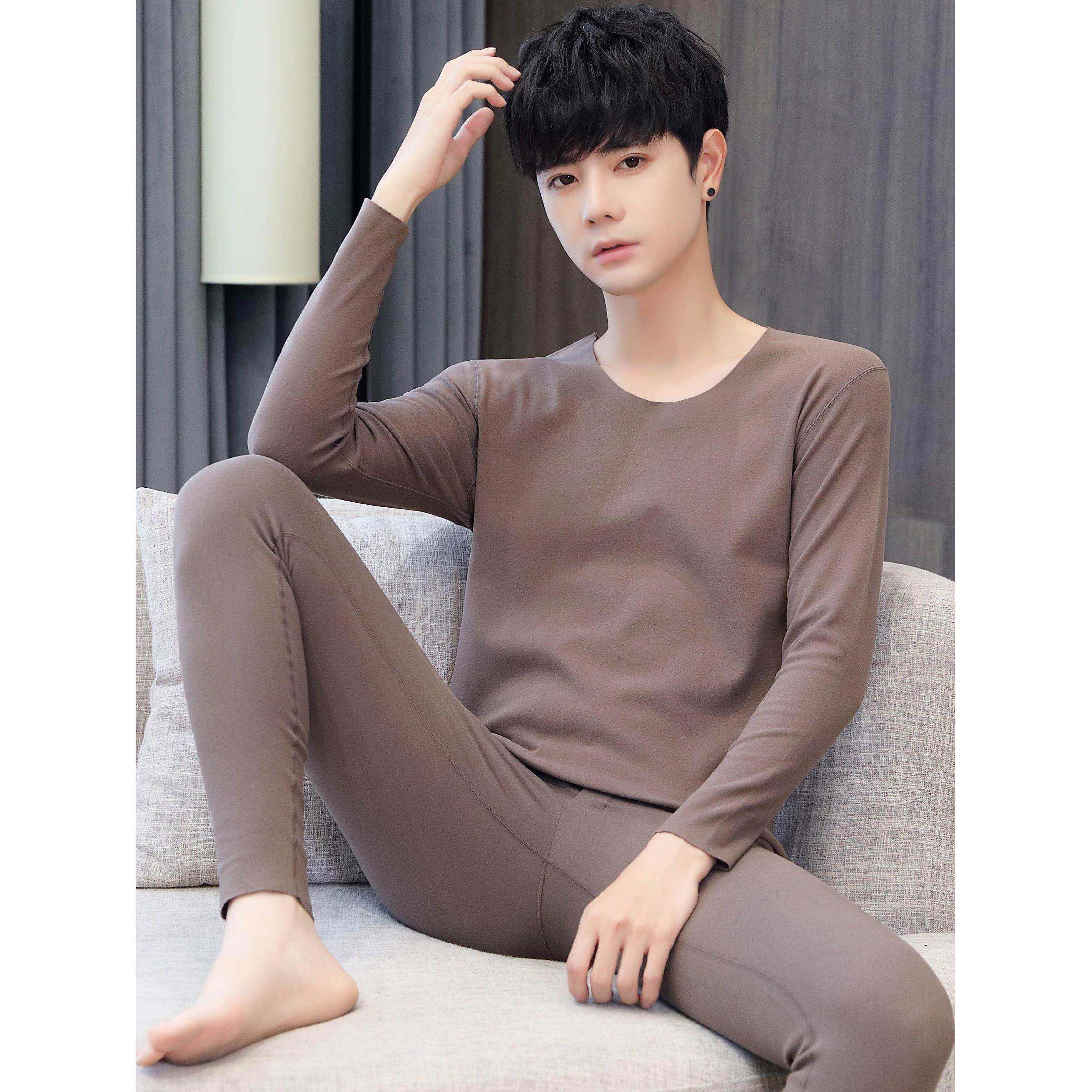 德绒保暖内衣男士无痕双面磨毛秋衣秋裤套装修身防寒舒适打底衫男