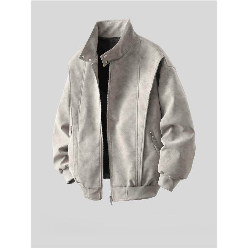 潮牌港风夹克男女款秋冬季美式覆古棒球领外套男休闲宽松水洗皮衣,男装,夹克,淘宝优惠券,粉丝福利购,淘宝优惠卷