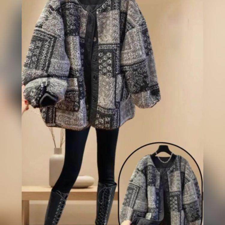 香港爆款显瘦覆古高级感毛绒外套女2025秋冬宽松遮肉长袖上衣女潮