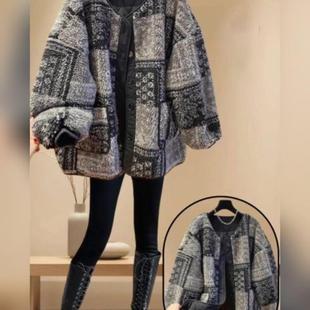 香港爆款显瘦覆古高级感毛绒外套女2025秋冬宽松遮肉长袖上衣女潮