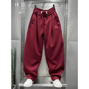 Mostarsea~秋冬重磅弯刀休闲裤男士时尚百搭运动裤高街直筒哈伦裤