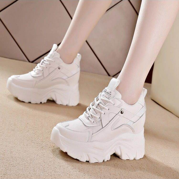 内增高老爹鞋女2025秋冬新款增高厚底女鞋百搭真皮休闲运动小白鞋