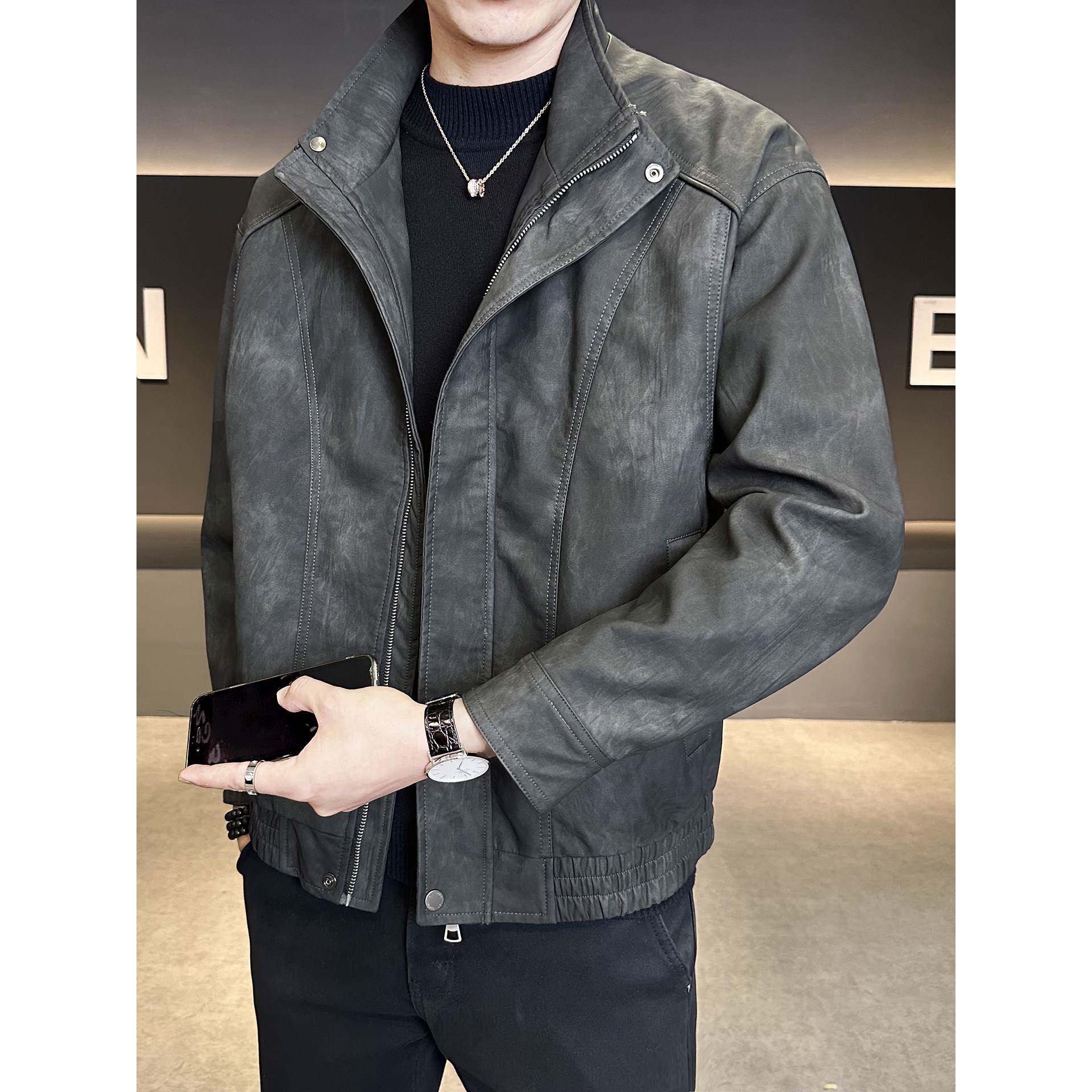 香港秋季皮外套男2025年新款潮牌立领高级感痞帅机车服休闲夹克男