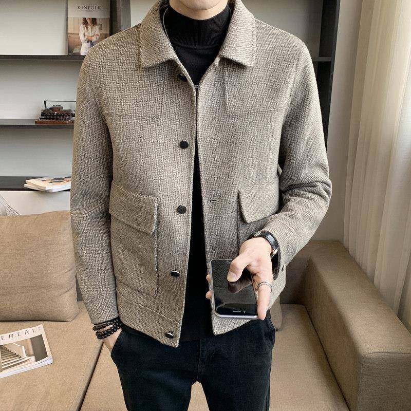 双面羊绒大衣男短款2025新款秋冬季纯手工休闲时尚夹克男士外套,男装,毛呢大衣,淘宝优惠券,粉丝福利购,淘宝优惠卷