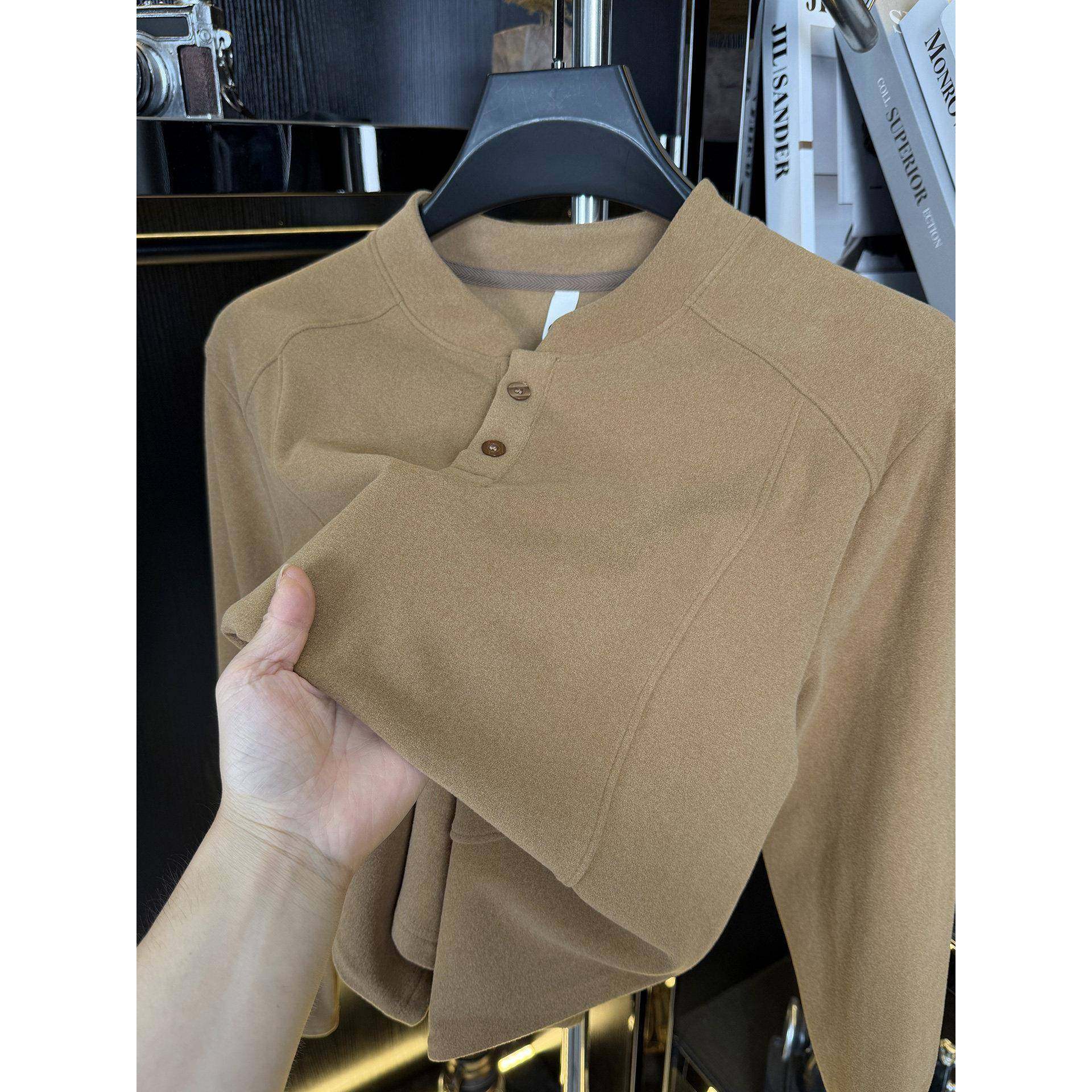 MAROLIO~高端双面德绒打底衫男士纽扣立领长袖T恤秋冬季保暖内搭,女士内衣/男士内衣/家居服,保暖上装,淘宝优惠券,粉丝福利购,淘宝优惠卷