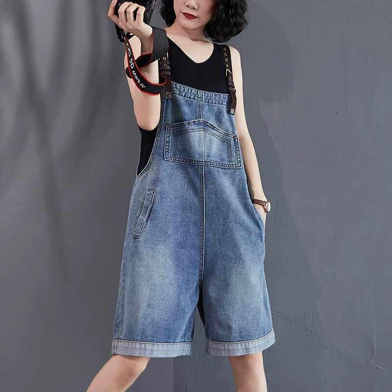 牛仔背带短裤女大码夏季薄款2026新款胖MM洋气减龄小个子宽松阔腿
