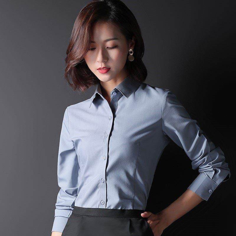 垂感免烫职业衬衫女士2025春秋新款韩版时尚百搭加绒商务打底衬衣