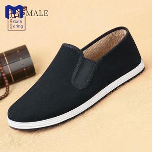 男鞋 黑色老北京布鞋 男士 手工千層底中式 軟底爸爸便鞋