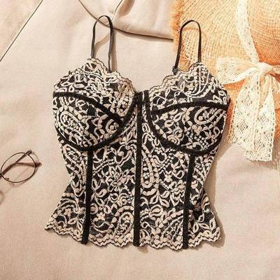 纯欲风蕾丝提花吊带背心女2025年深秋入冬内搭带胸垫裹胸无袖上衣