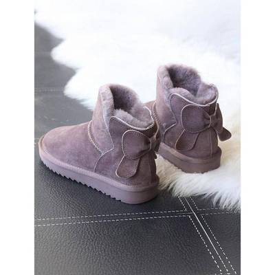 店主自留新款~真皮厚底雪地靴女2025冬皮毛一体加绒加厚保暖短靴