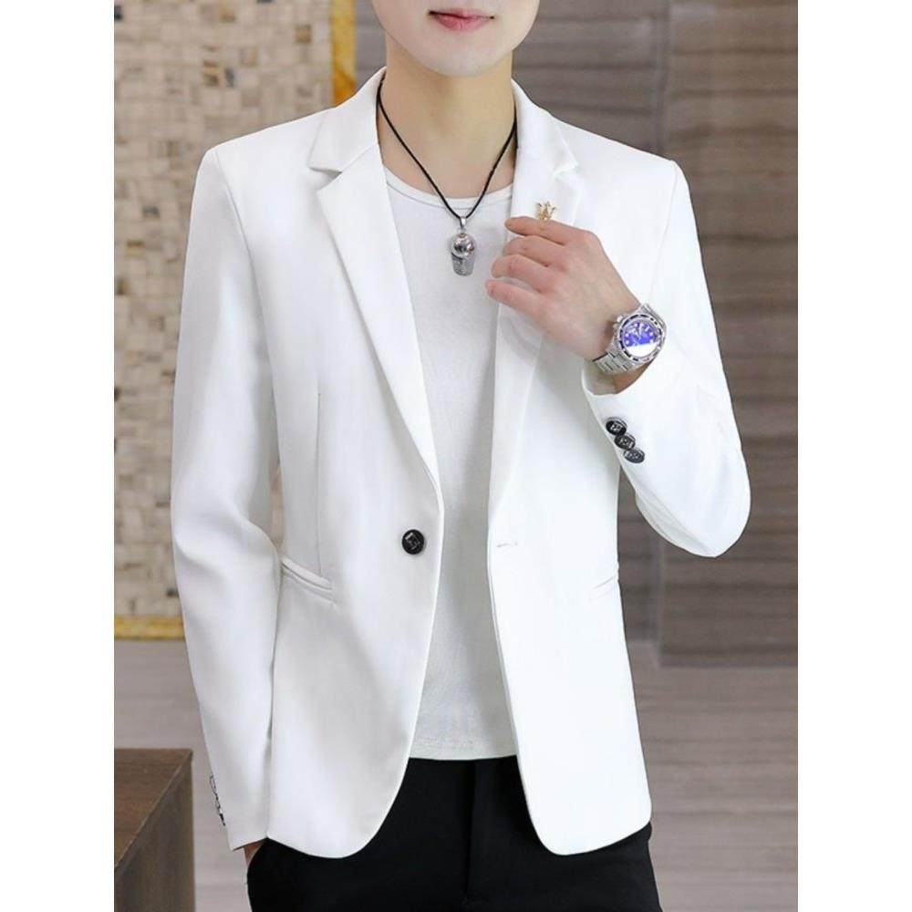 潮牌白色西装外套男休闲2025新款韩版修身痞帅百搭小西服夹克上衣,男装,休闲西服,淘宝优惠券,粉丝福利购,淘宝优惠卷