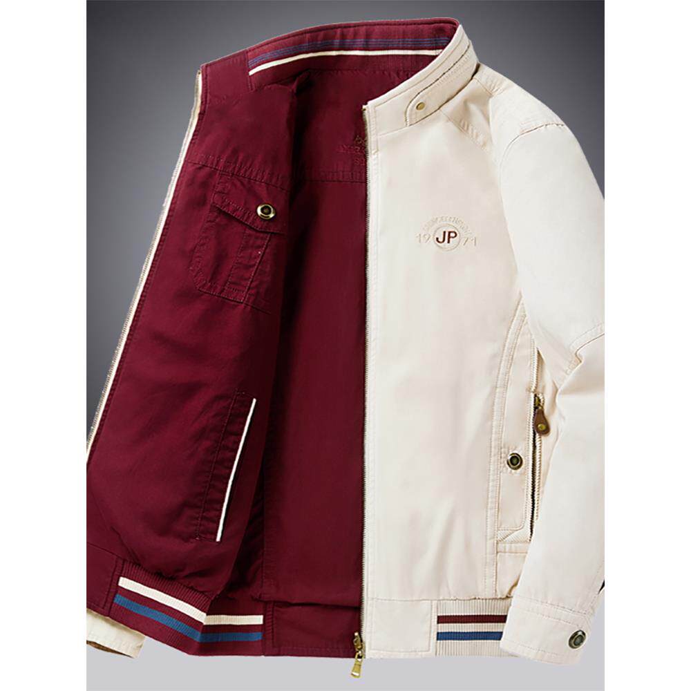 双面穿夹克男2025年春秋季新款休闲立领爸爸装高端中年男士外套