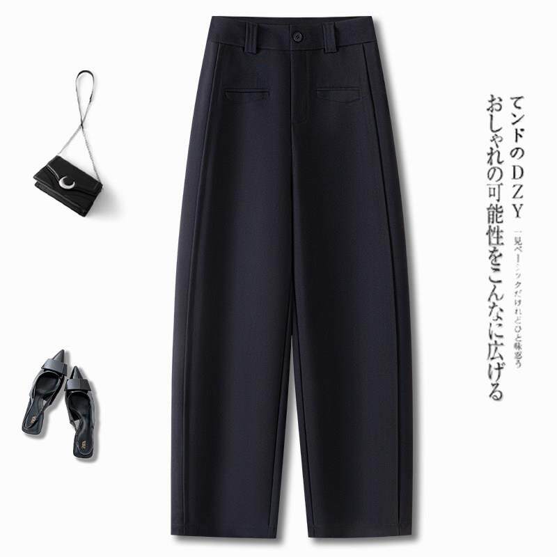 高档轻奢黑色西装弯刀裤女士秋冬季新款高腰宽松显瘦镰刀香蕉裤子