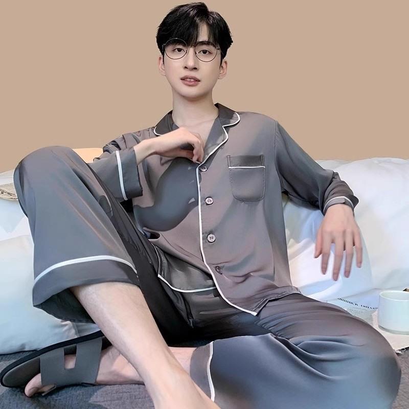 真丝睡衣男款夏季2025新款春秋款缎面高级感真丝绸四季通用套装