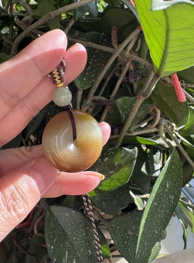 新疆和田玉若羌料糖青白平安扣31.48*11.68mm