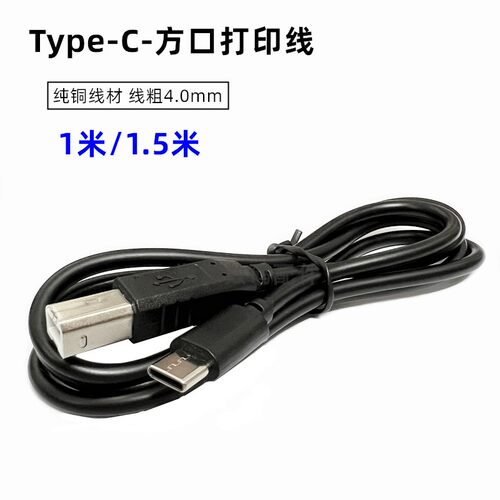 TYPE-C钢琴线转方口打印线