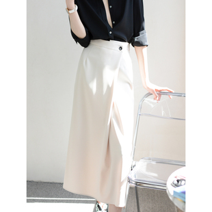 TRR  日式精致主义风不规则折叠腰一粒扣半身裙 女士高腰气质长裙
