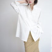 显瘦白上衣 Trr 松弛慵懒时髦衬衣 宽松衬衫 女 style 立领可翻长袖