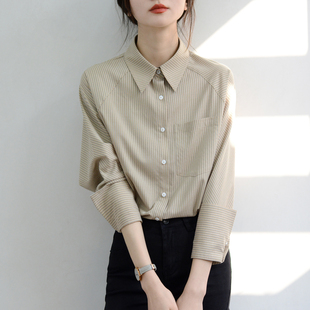 女士中性长袖 条纹宽松慵懒衬衫 衬衣nice上衣洋气 喜爱甭犹豫 TRR