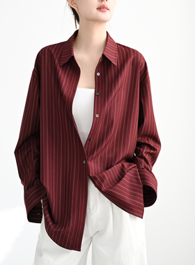 TRR  实穿恰到好处层次感 宽松长袖衬衫显白上衣通勤气质条纹衬衣