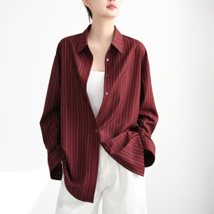 TRR  实穿恰到好处层次感 宽松长袖衬衫显白上衣通勤气质条纹衬衣