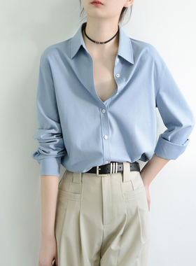 TRR 极简通勤女衬衫长袖 微宽松棉质舒适衬衣 氧气感上衣时髦上衣