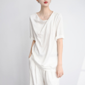 女 Trr 通勤上衣夏 设计感领口微宽松半袖 衬衫 Style 三伏天很凉快