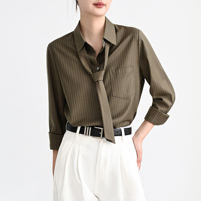 TRR微宽松长袖条纹衬衫