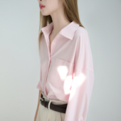 衬衫 Trr style自带柔光樱花粉宽松长袖 减龄甜少女上衣显瘦可叠穿