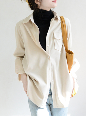 TRR 痞帅高级慵懒风休闲衬衣冬女衬衫上衣宽松灯芯绒宽松保暖外套