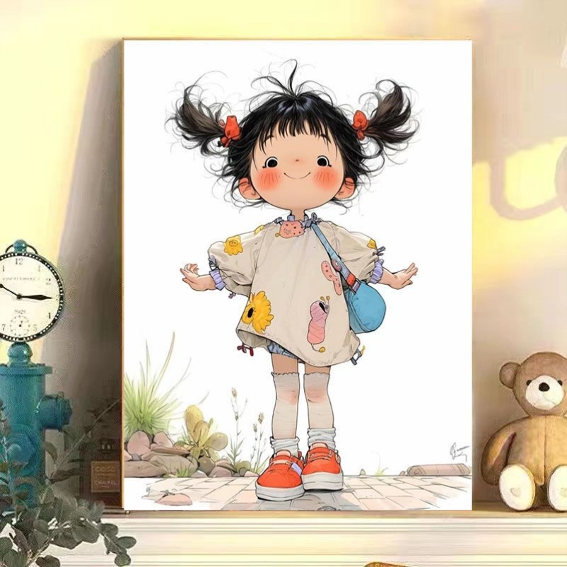 超可爱俏皮女孩系列客厅房间出租屋家居高级感治愈系装饰挂画