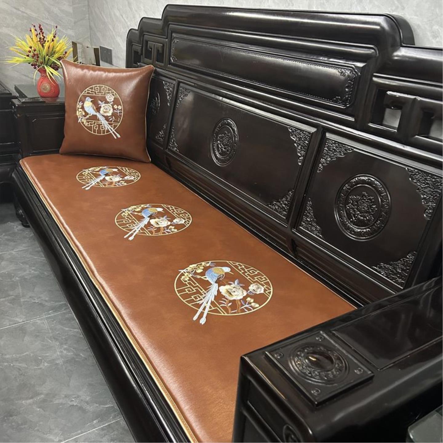 新中式红木沙发坐垫夏季凉席客厅实木椅子垫餐桌垫茶椅垫防滑定制
