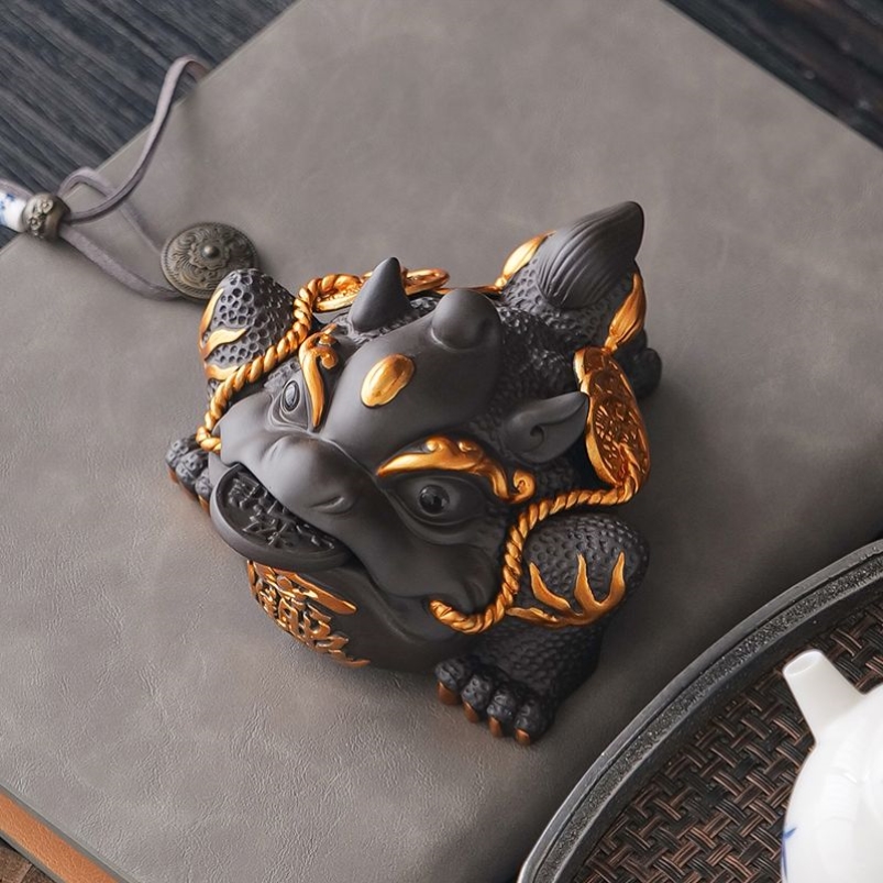 父亲节送爸爸紫砂金蟾茶宠摆件精品可养茶桌饰品招财进宝蟾蜍茶具