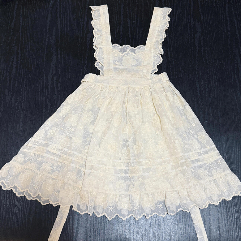 汉洋折衷超仙蕾丝刺绣罩裙混搭叠穿森女风百搭背带飞飞袖罩裙复古